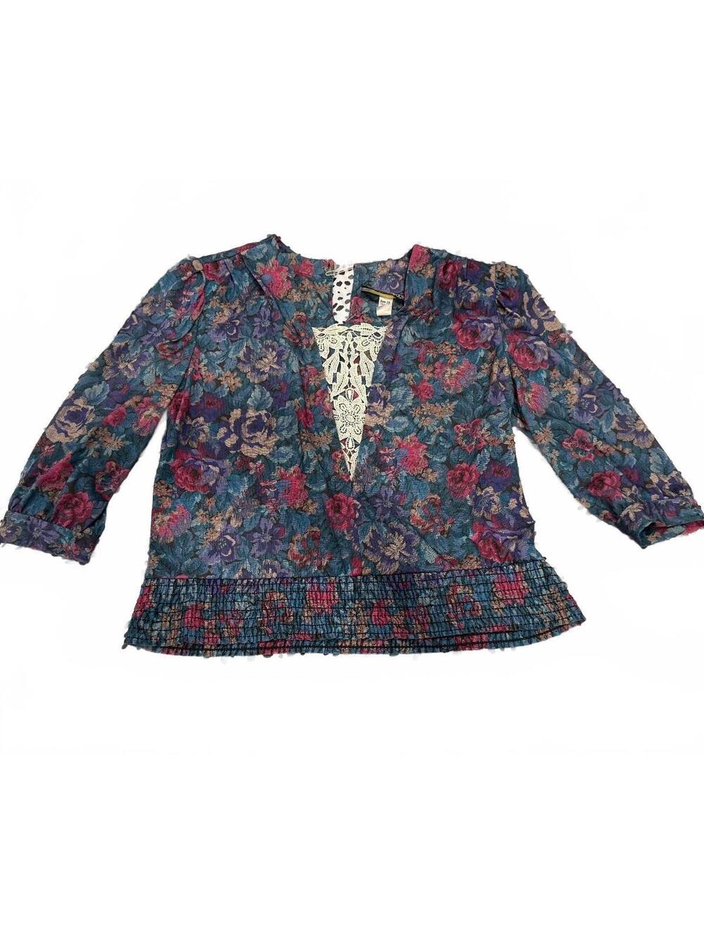Vintage Concepts Floral Lace Detail Blouse Size 10